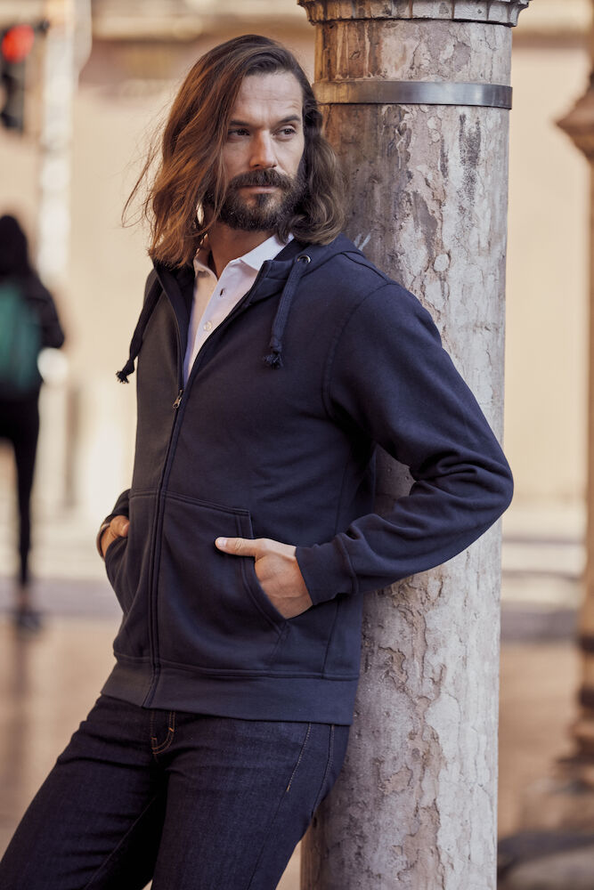 Basic sweat hættetrøje med lynlås, Hvid - Clique 021034