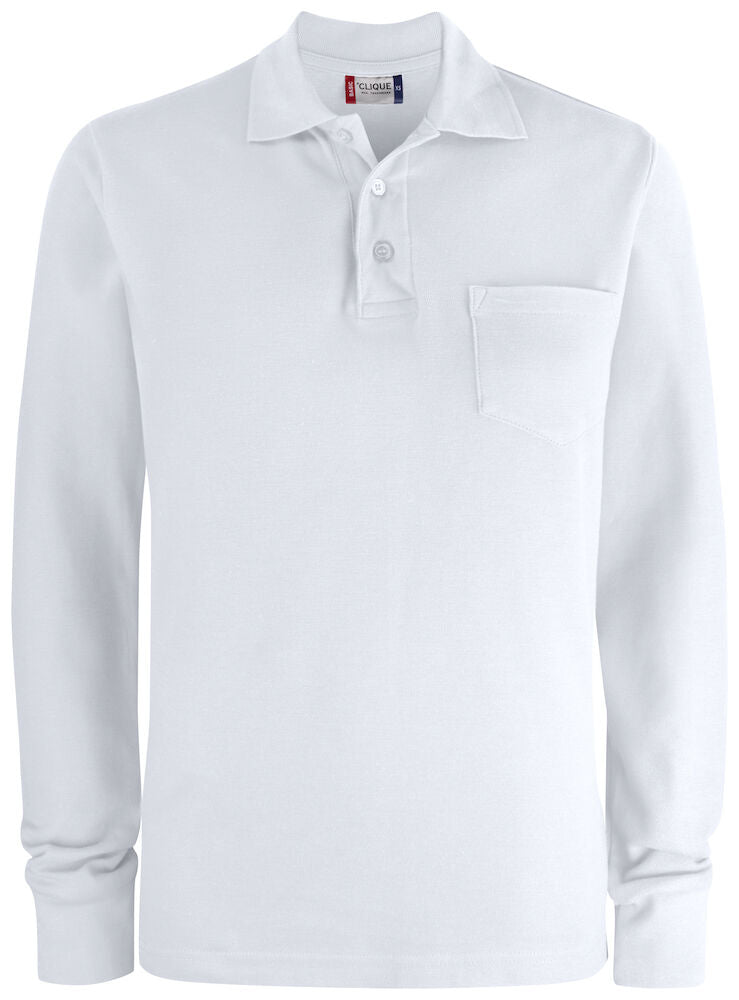 Basic Polo Pocket Langærmet, Herre, Hvid - CLIQUE 028235 - 00