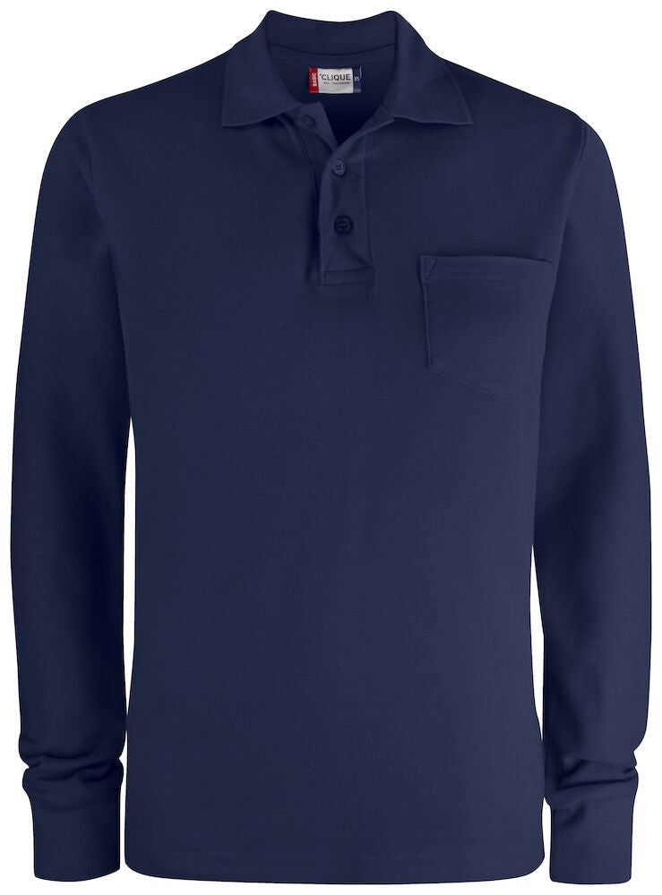 Basic Polo Pocket Langærmet, Herre, Dark Navy - CLIQUE 028235 - 580