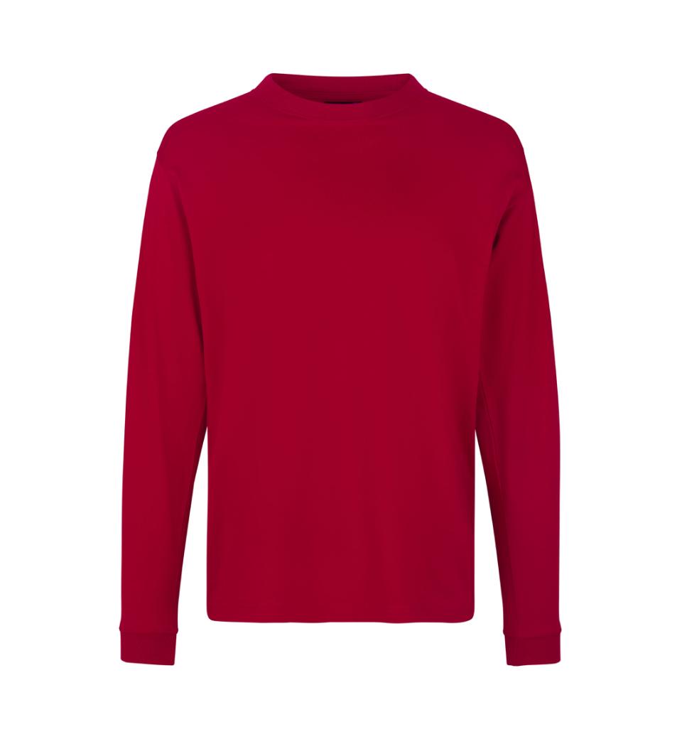 Kraftig langærmet T-shirt – Rød, herremodel i bomuld med rib og ekstra stabil pasform - 0311