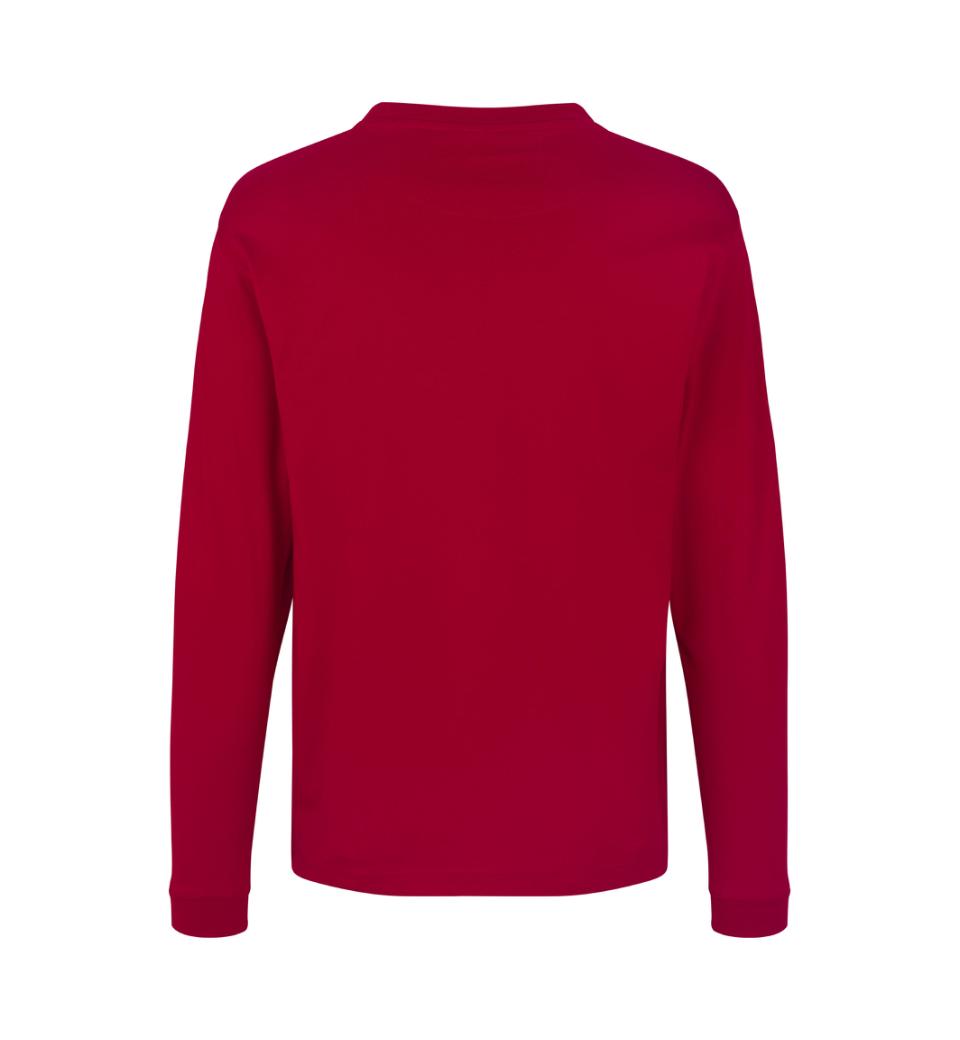 Kraftig langærmet T-shirt – Rød, herremodel i bomuld med rib og ekstra stabil pasform - 0311