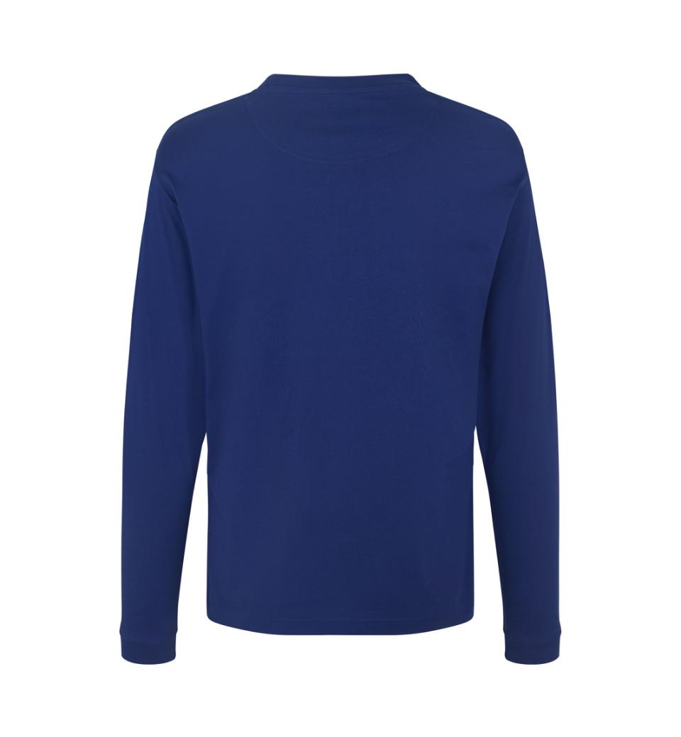 Kraftig langærmet T-shirt – Kongeblå, herremodel i bomuld med rib og ekstra stabil pasform - 0311