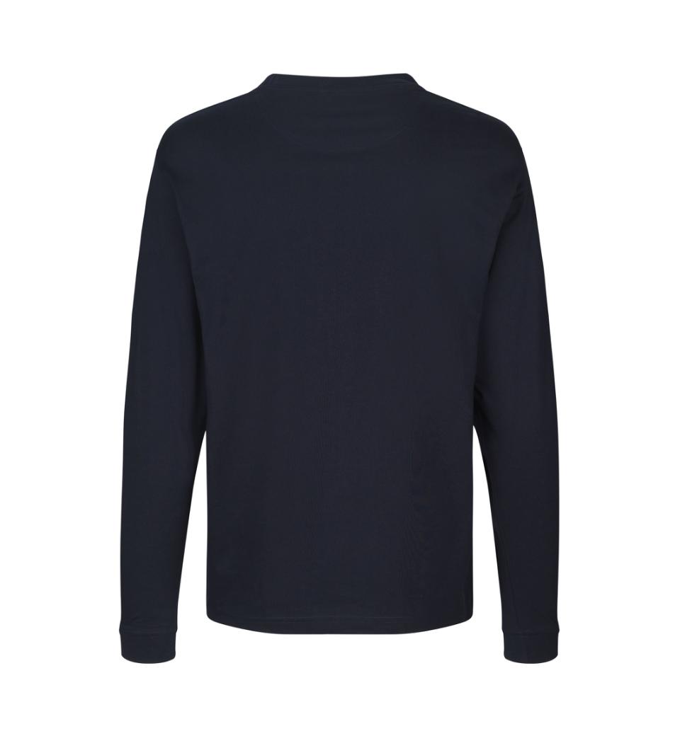 Kraftig langærmet T-shirt – Navy, herremodel i bomuld med rib og ekstra stabil pasform - 0311