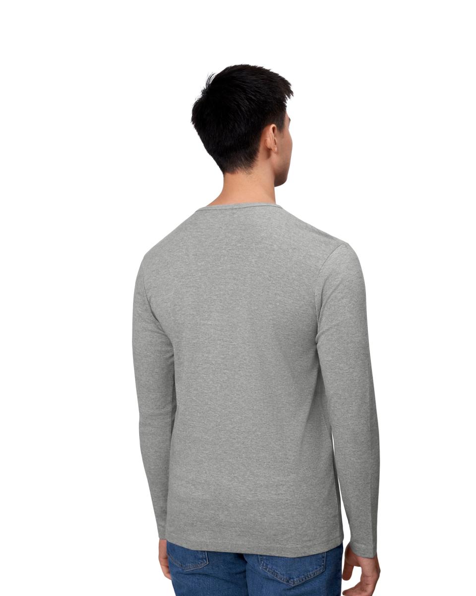 Interlock langærmet T-shirt Herre, Grå melange - 0518