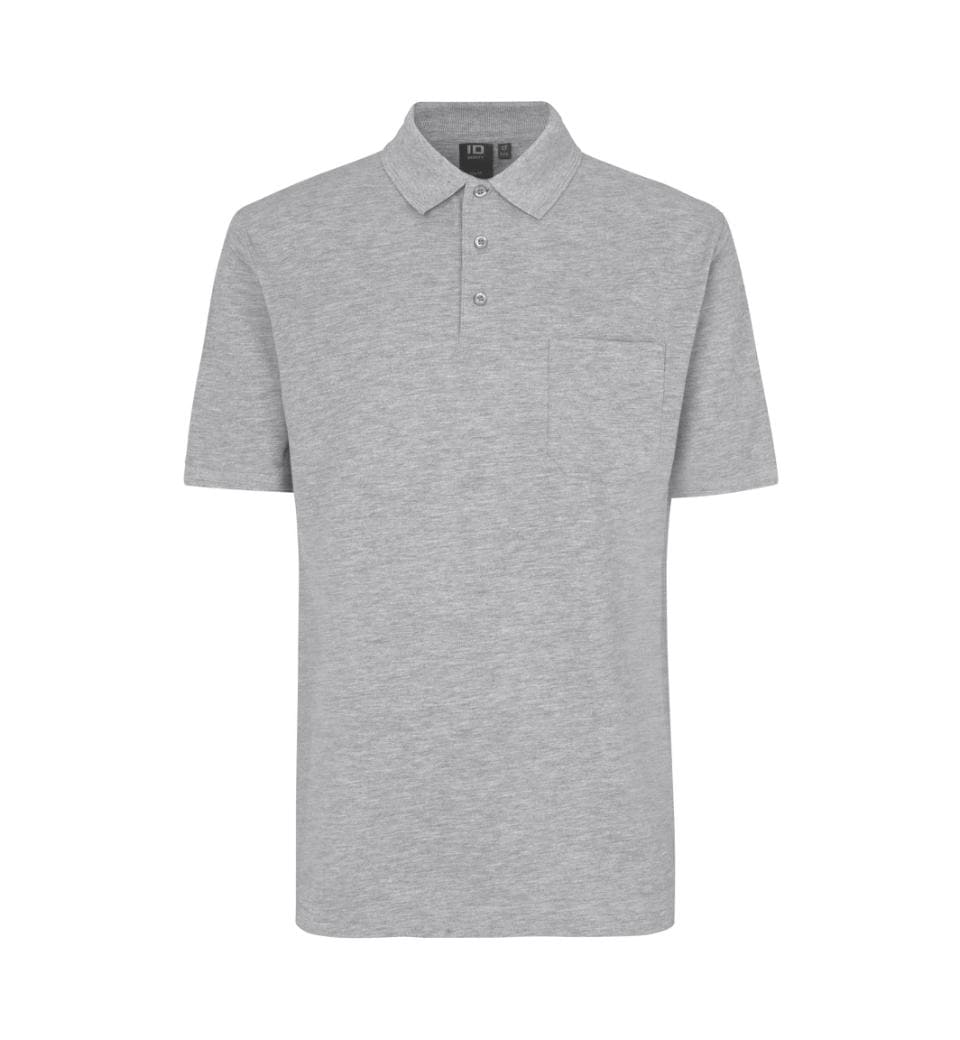 Brystlomme Poloshirt , Herre - Grå melange - 0520