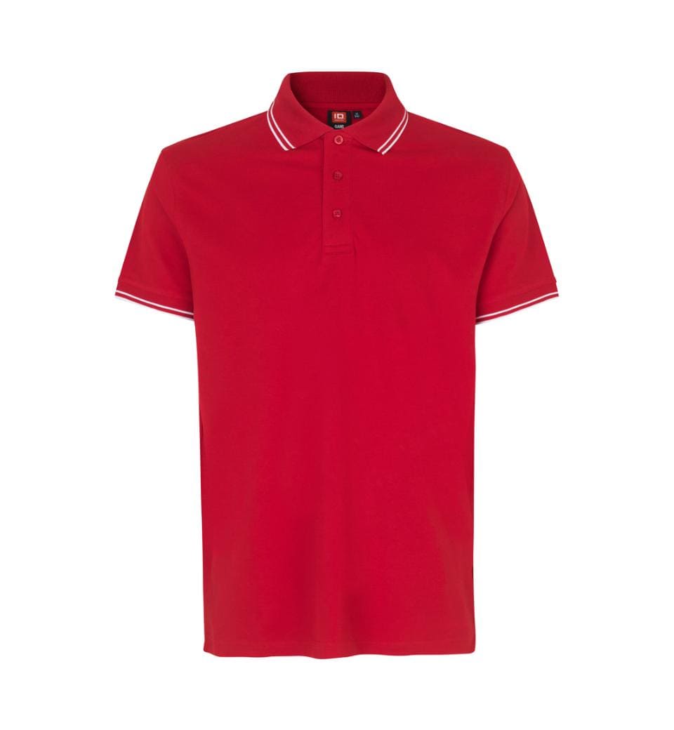 Kontrast Poloshirt Herre, Rød - ID 0522