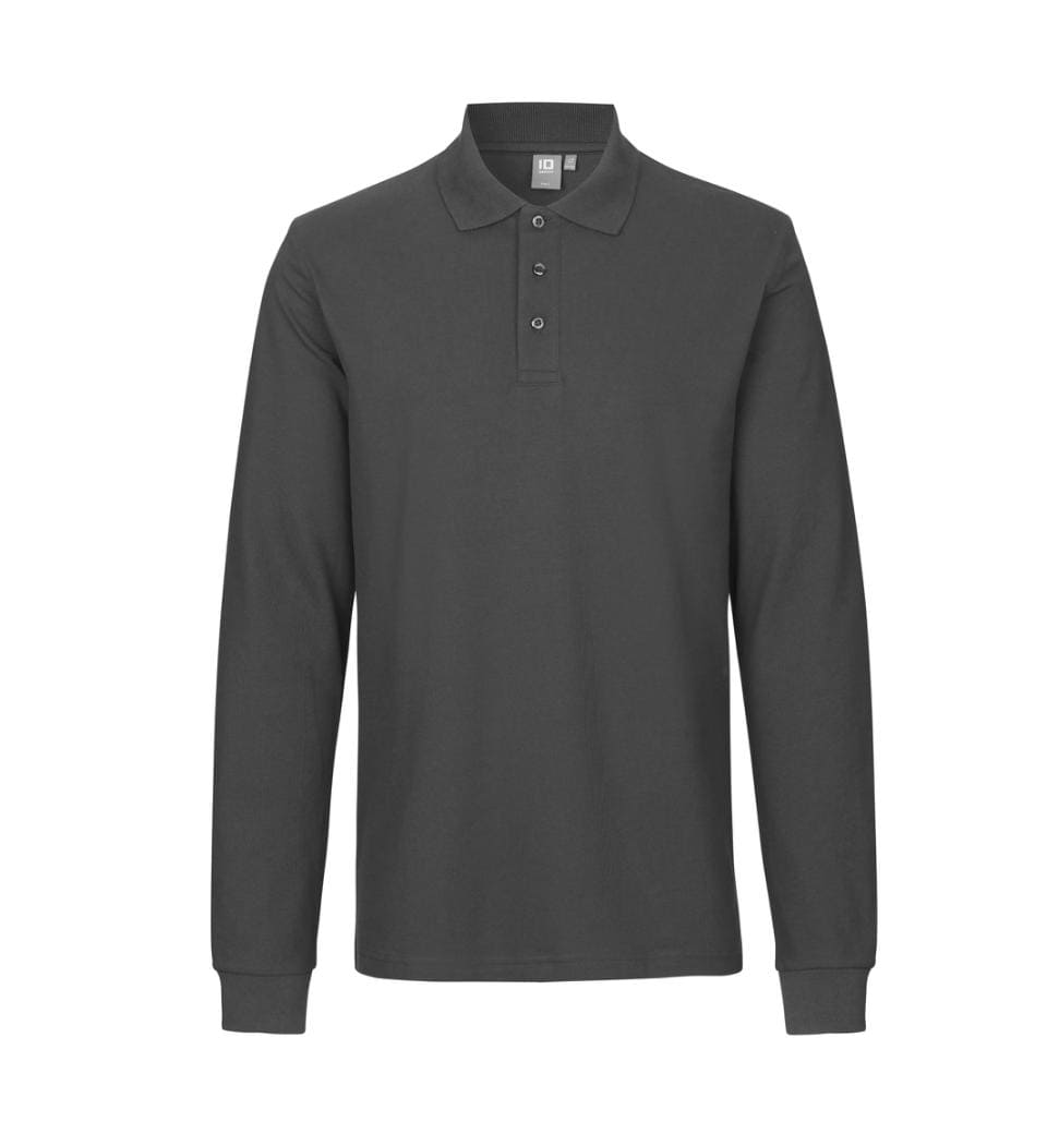Langærmet Polo T-shirt med stretch - Herre - Mørke Grå - 0544