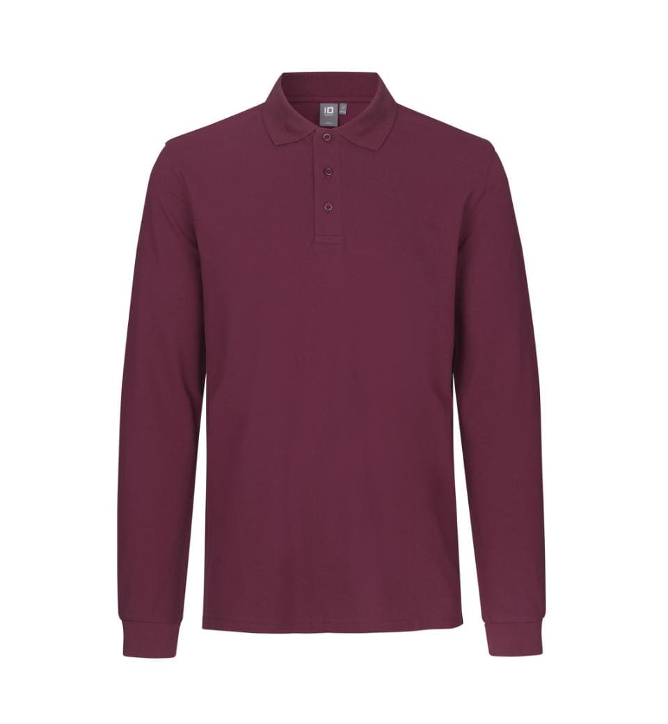 Langærmet Polo T-shirt med stretch - Herre - Bordeaux - 0544