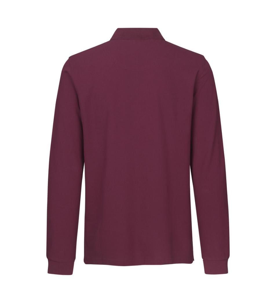 Langærmet Polo T-shirt med stretch - Herre - Bordeaux - 0544