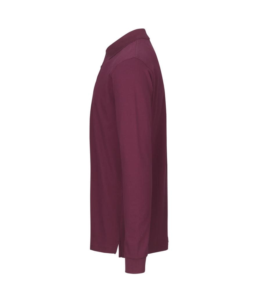 Langærmet Polo T-shirt med stretch - Herre - Bordeaux - 0544