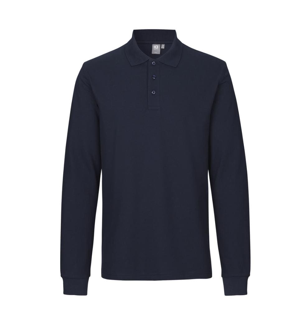 Langærmet Polo T-shirt med stretch - Herre - Navy blå - 0544