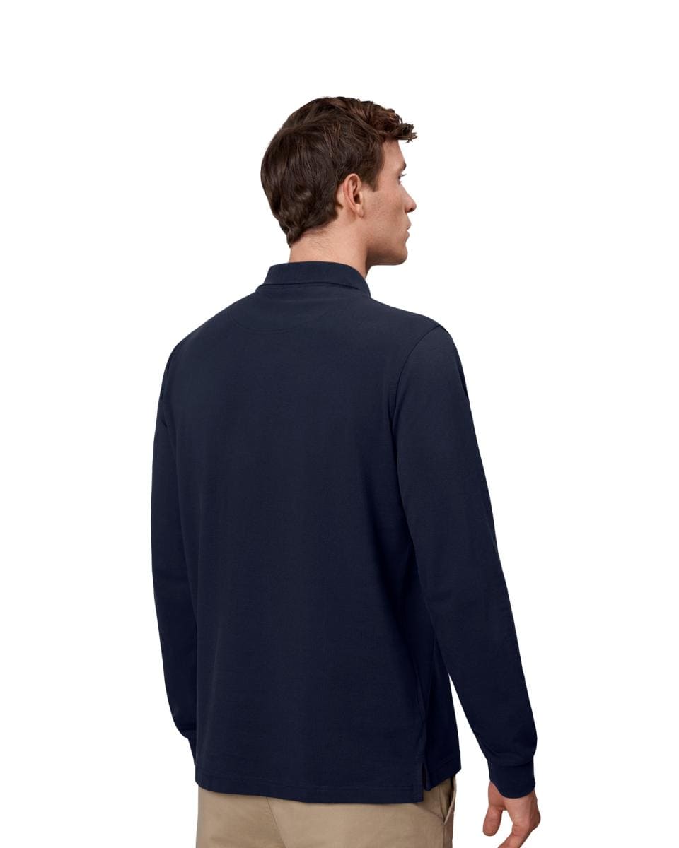 Langærmet Polo T-shirt med stretch - Herre - Navy blå - 0544