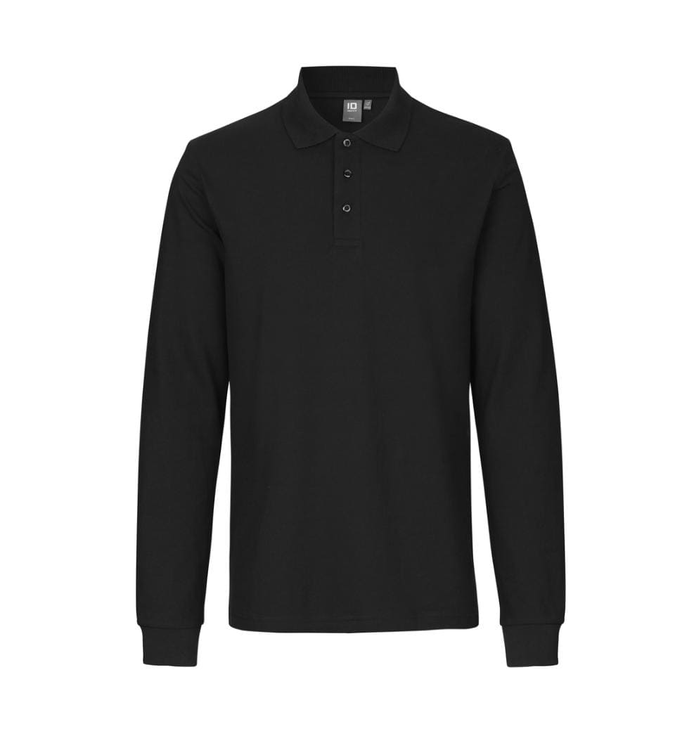 Langærmet Polo T-shirt med stretch - Herre - Sort - 0544