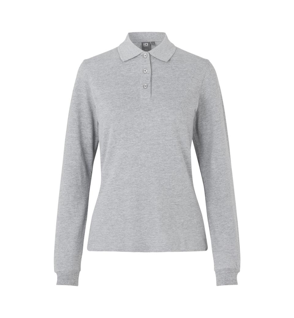 Langærmet Stretch Polo - Dame - Grå - ID 0545