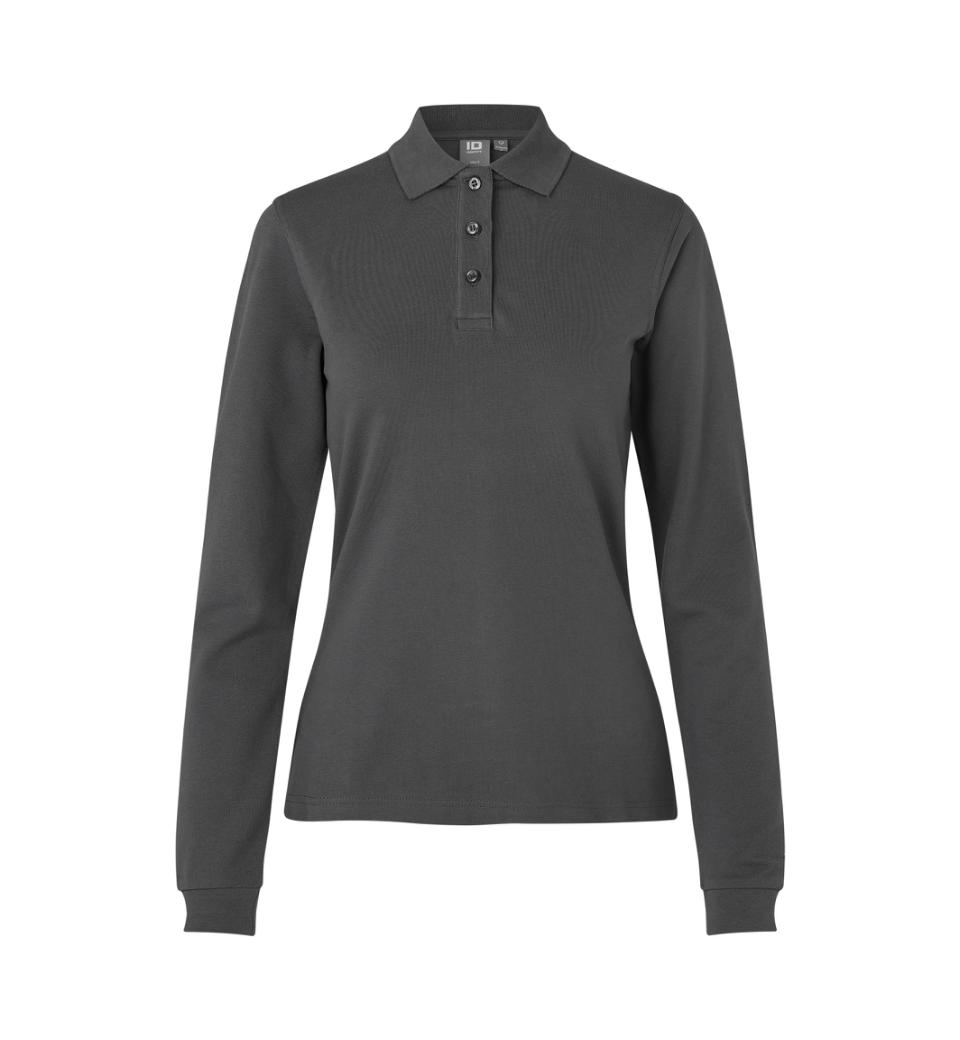 Langærmet Stretch Polo - Dame - Mørkegrå - ID 0545