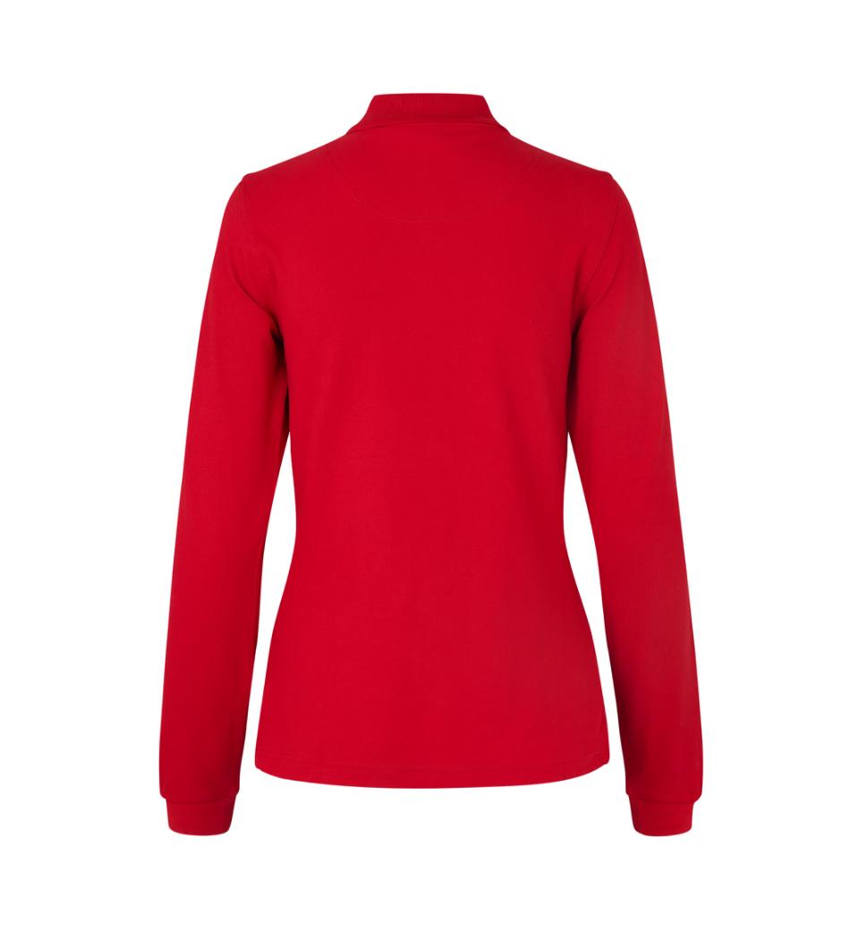 Langærmet Stretch Polo - Dame - Rød - ID 0545
