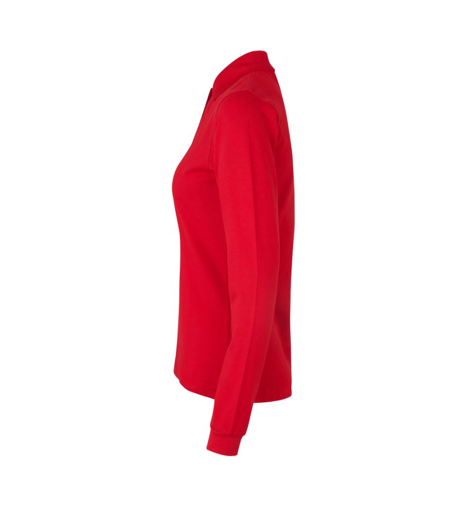 Langærmet Stretch Polo - Dame - Rød - ID 0545