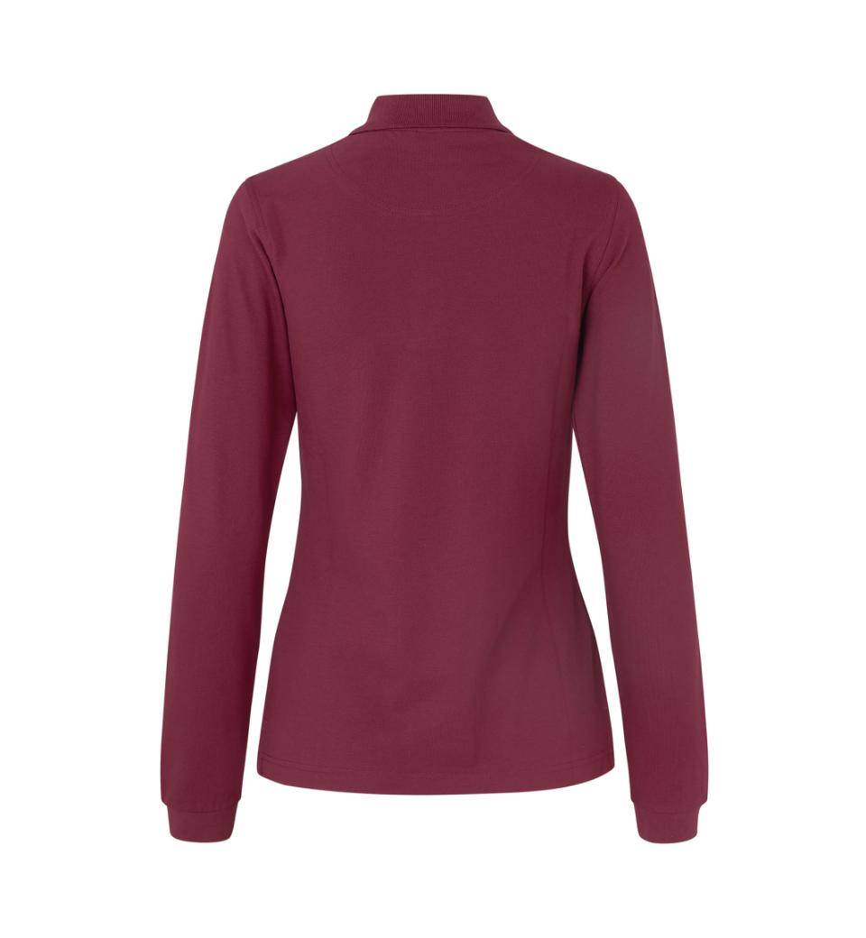 Langærmet Stretch Polo - Dame - Bordeaux - ID 0545