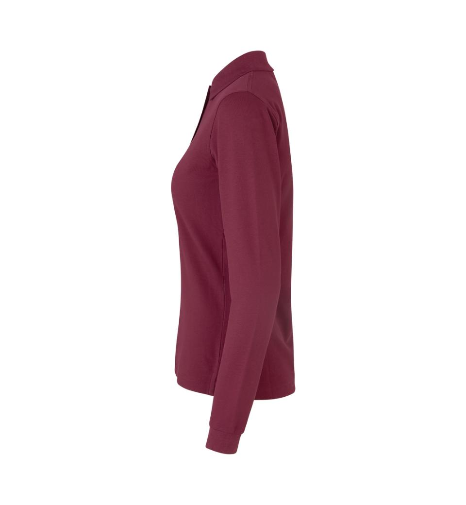 Langærmet Stretch Polo - Dame - Bordeaux - ID 0545