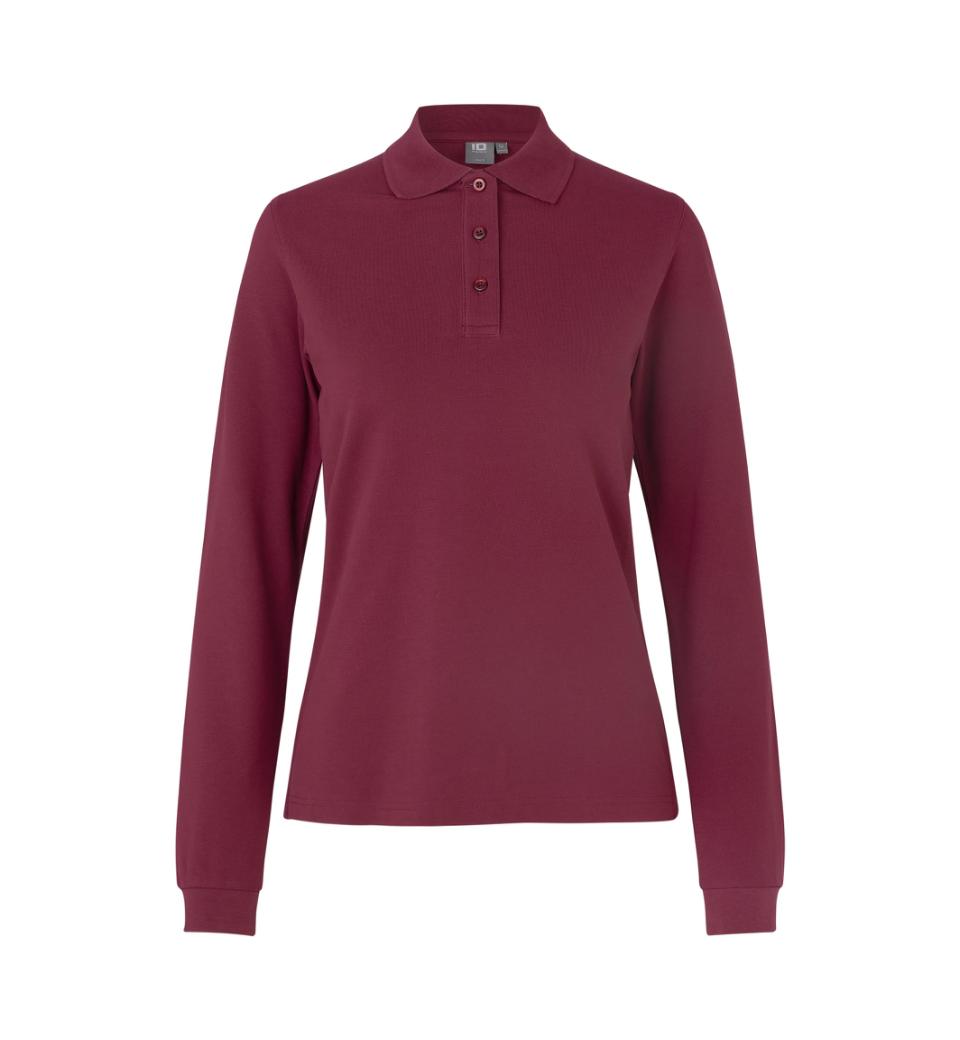 Langærmet Stretch Polo - Dame - Bordeaux - ID 0545