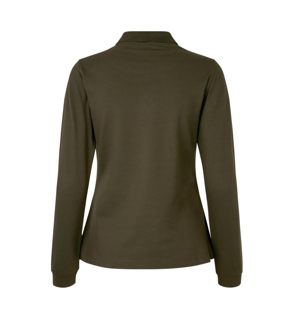 Langærmet Stretch Polo - Dame - Oliven - ID 0545