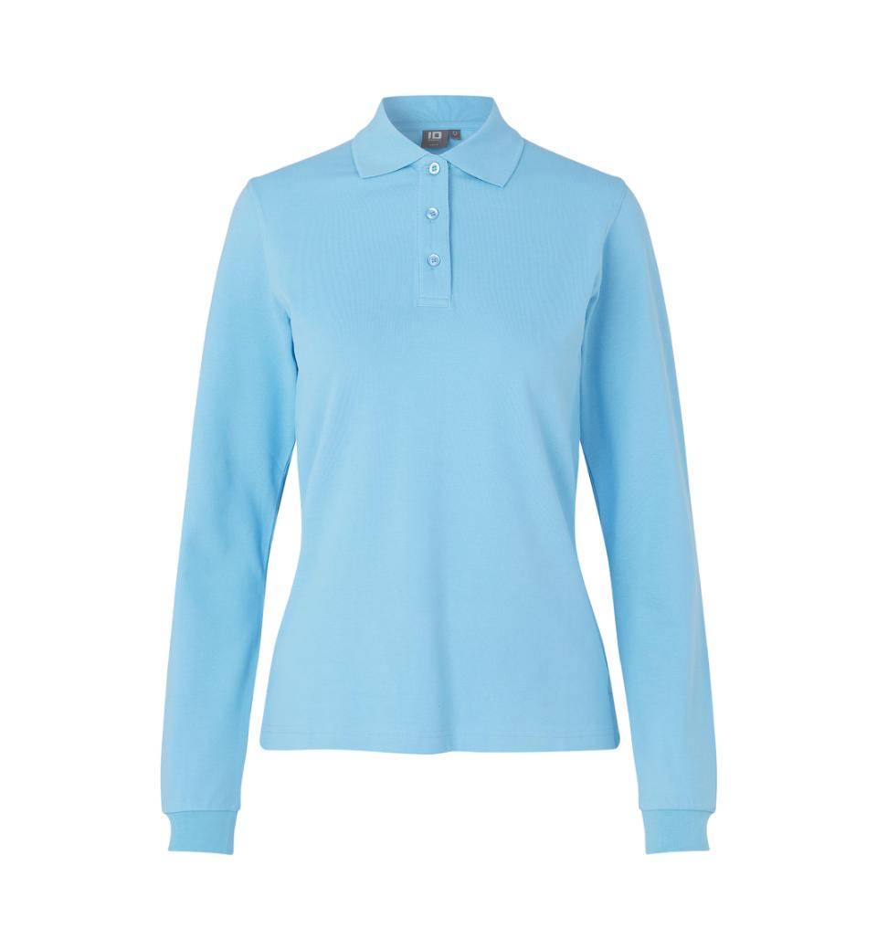 Langærmet Stretch Polo - Dame - Blå - ID 0545