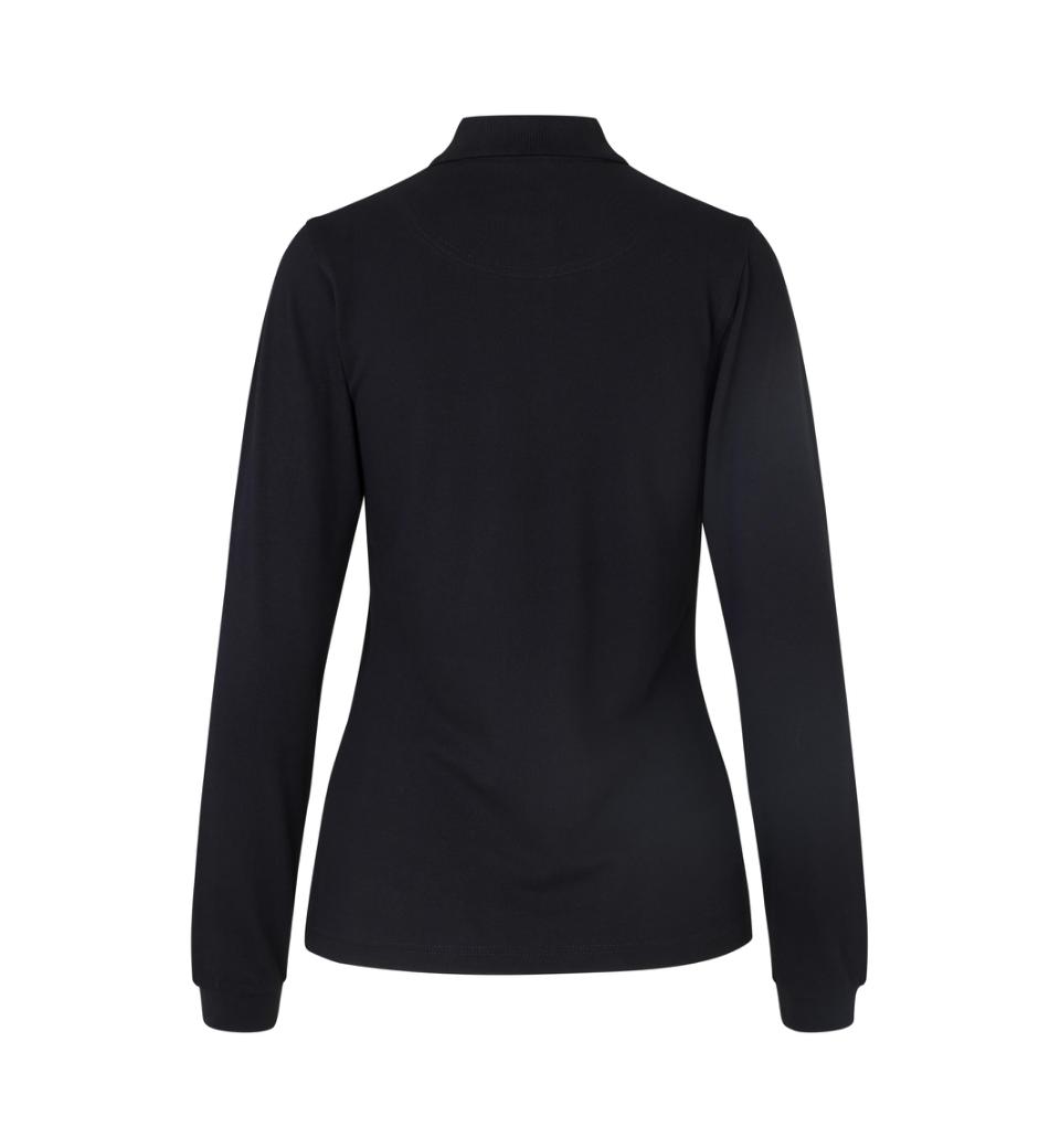 Langærmet Stretch Polo - Dame - Sort - ID 0545