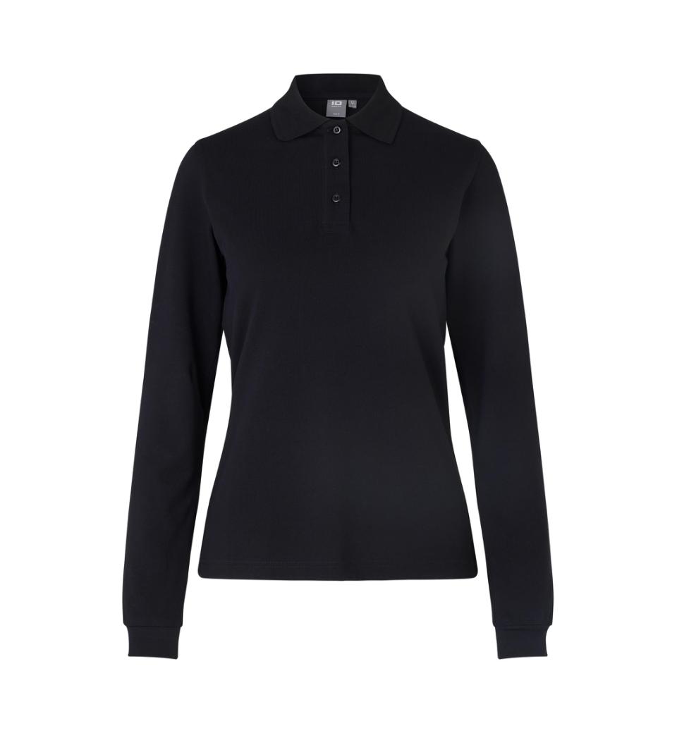 Langærmet Stretch Polo - Dame - Sort - ID 0545