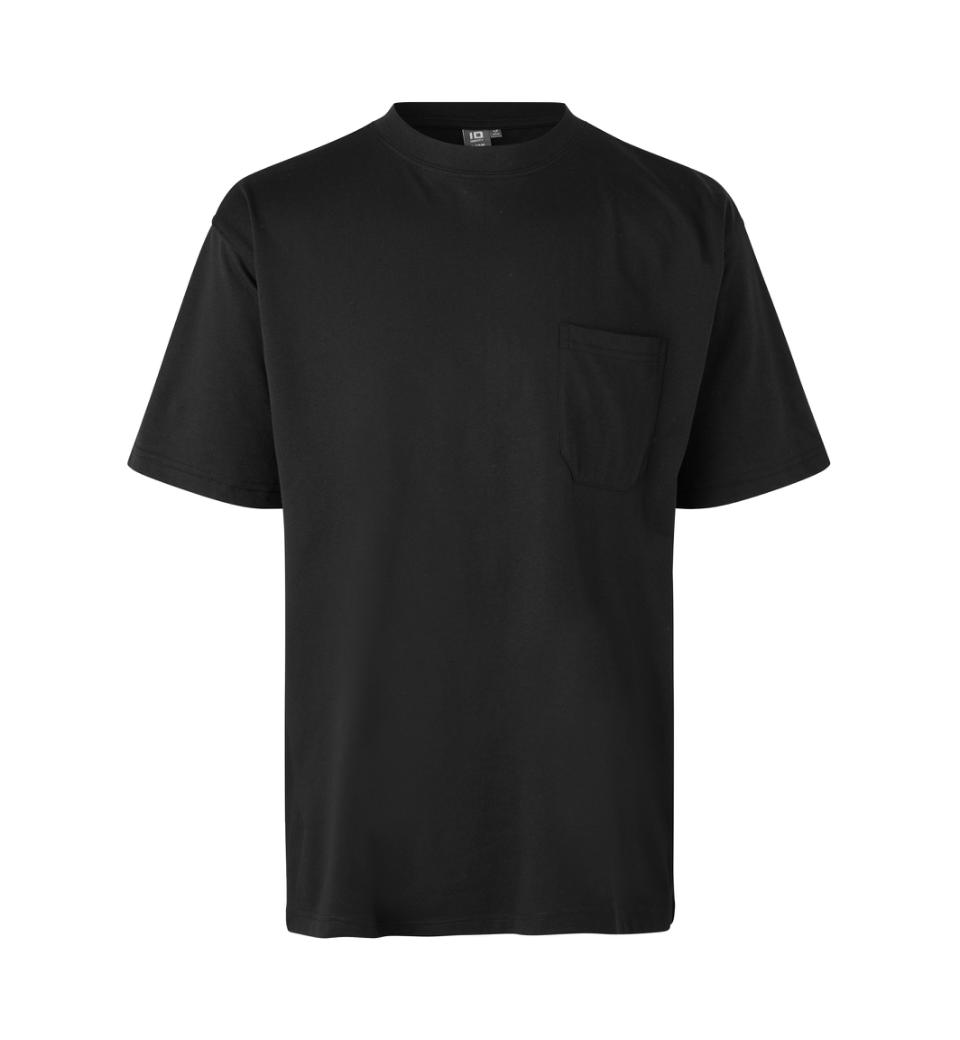 T-shirt med brystlomme, Herre - Sort - 0550