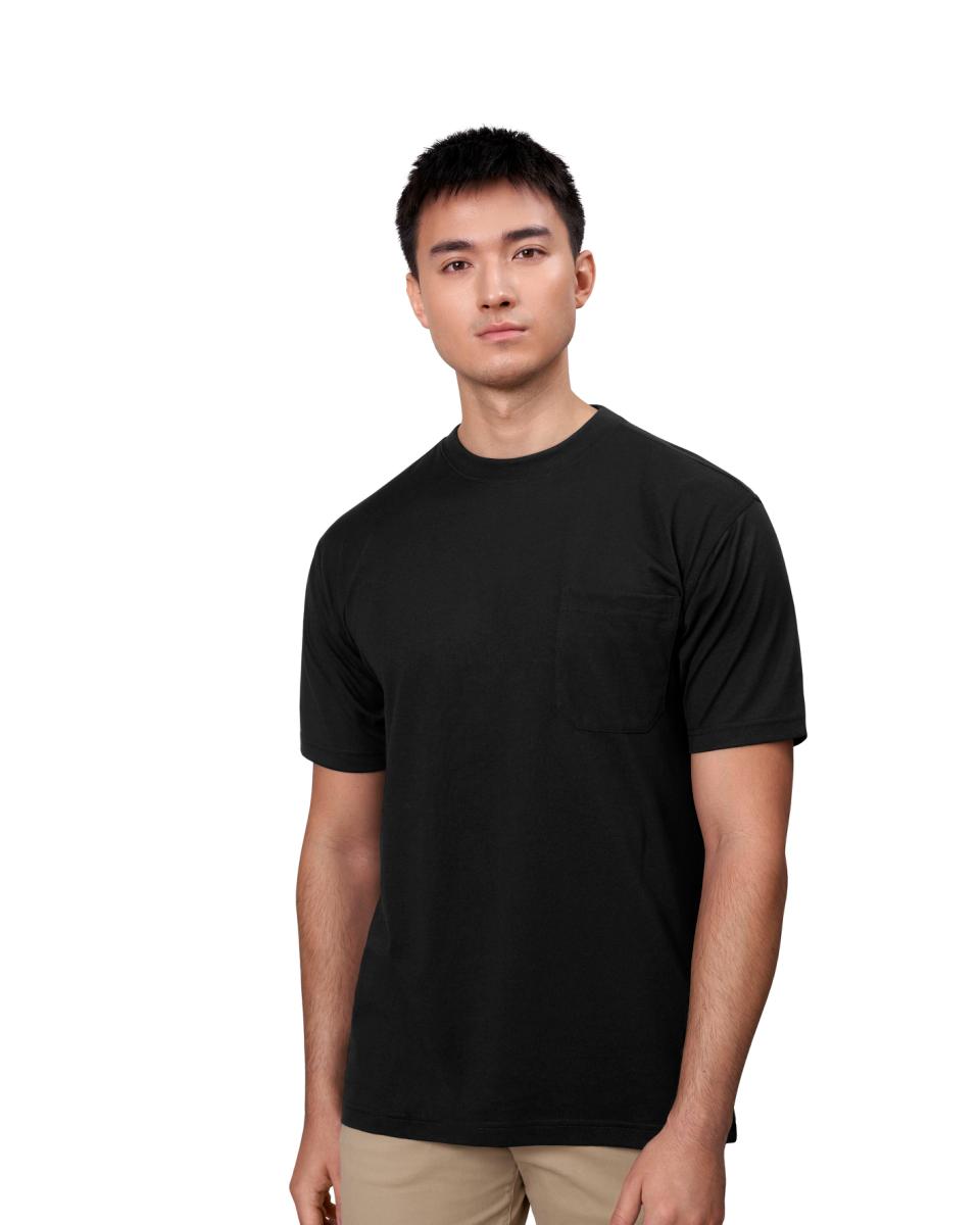 T-shirt med brystlomme, Herre - Sort - 0550