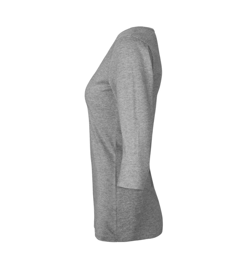 3/4 Ærmet Stretch T-shirt - Dame - Grå - ID 0597