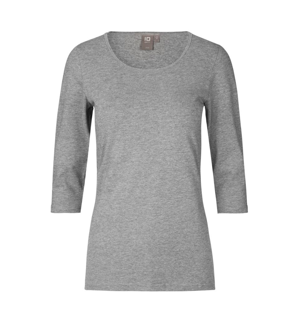 3/4 Ærmet Stretch T-shirt - Dame - Grå - ID 0597