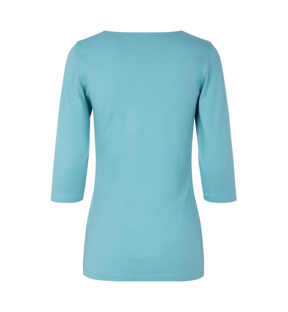 3/4 Ærmet Stretch T-shirt - Dame - Aqua - ID 0597