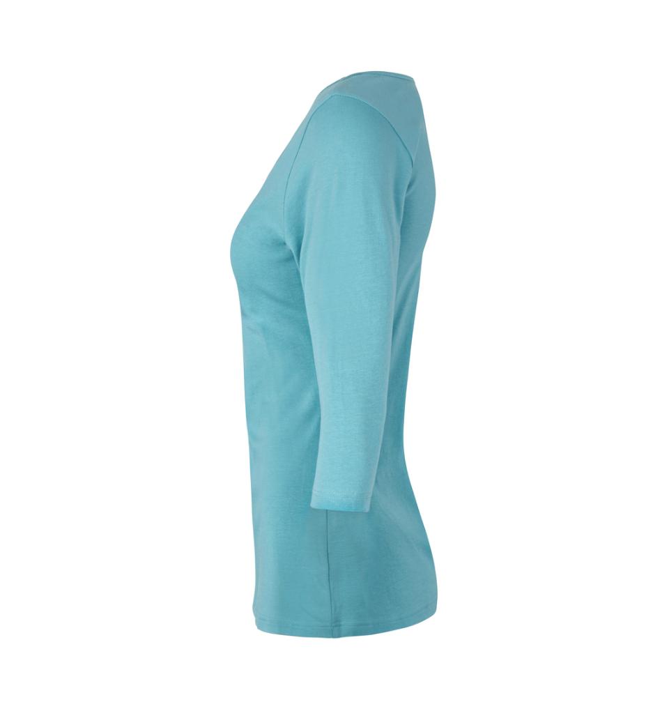 3/4 Ærmet Stretch T-shirt - Dame - Aqua - ID 0597