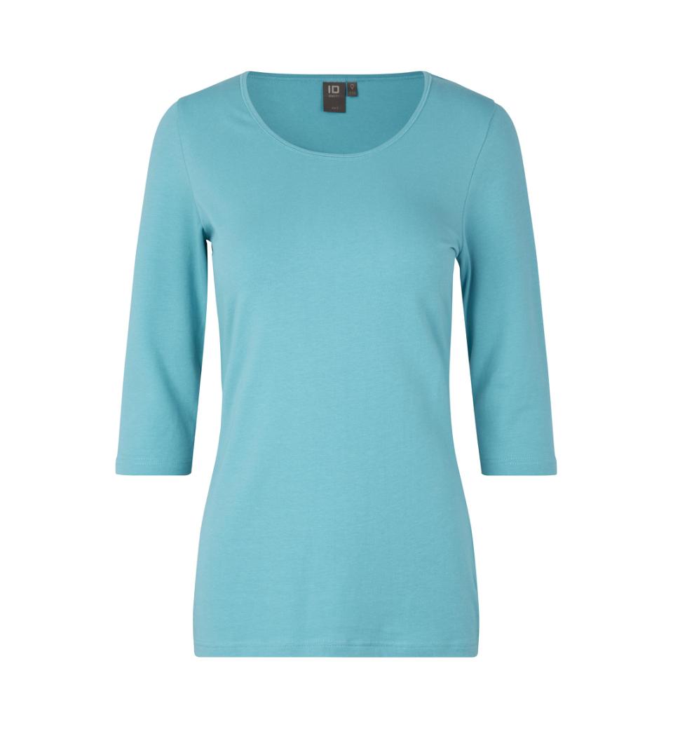 3/4 Ærmet Stretch T-shirt - Dame - Aqua - ID 0597