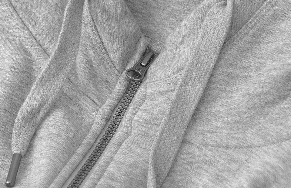 Sweatshirt hoodie med lynlås, Grå melange, Herre - 0638