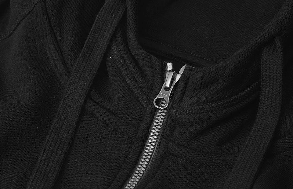 Sweatshirt hoodie med lynlås, Sort, Herre - 0638