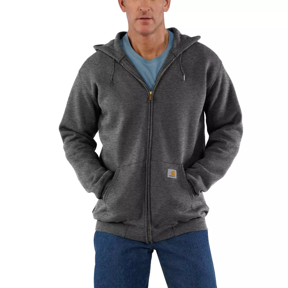 Hættetrøje Med Lynlås, Carbon Heather - Carhartt K122