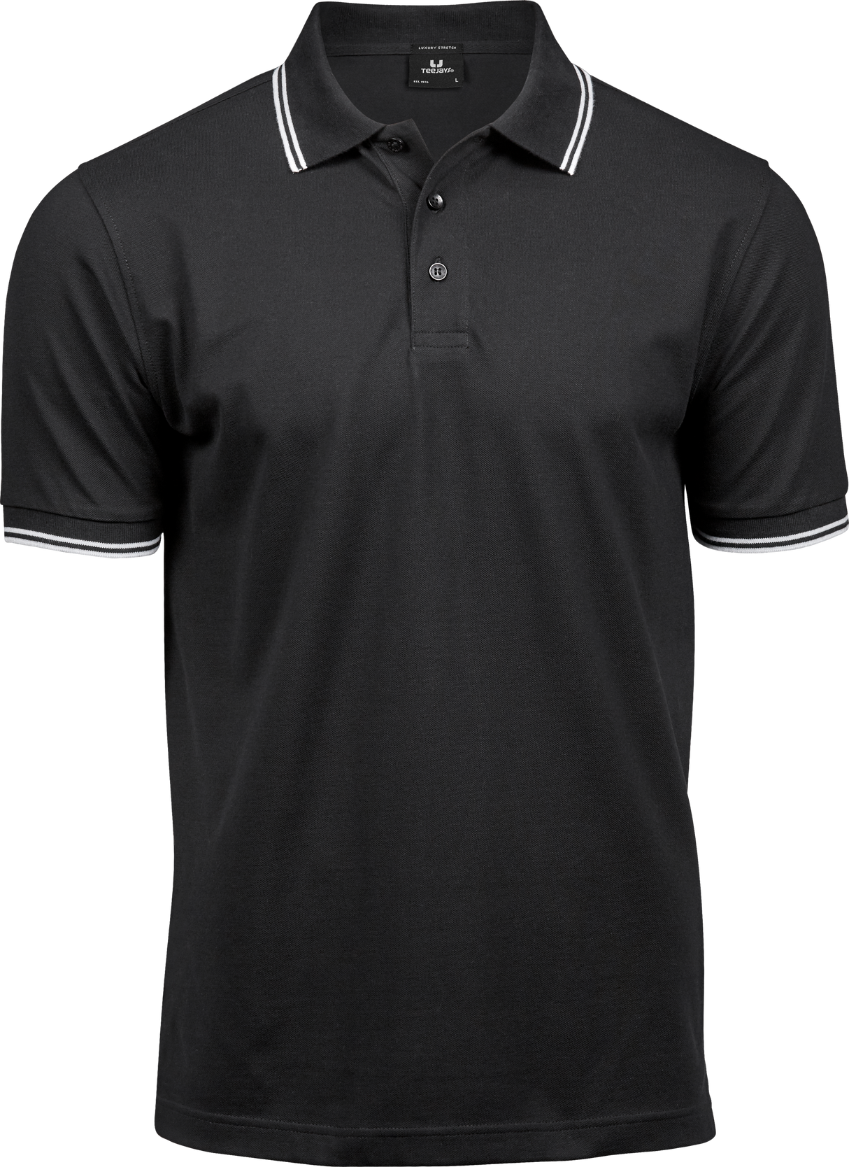 Luxury Stripe Stretch Polo, Sort/Hvid, Herre, Teejays - Style 1407