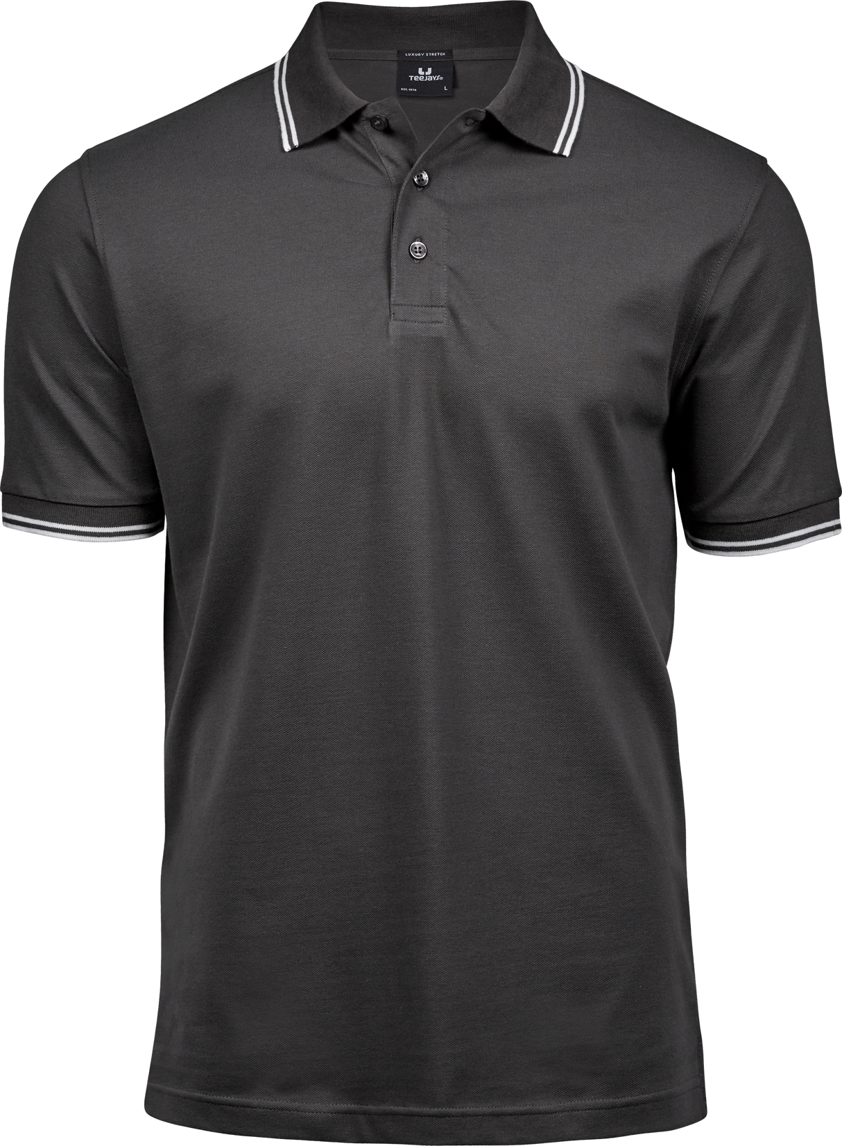 Luxury Stripe Stretch Polo, Mørk Grå/Hvid, Herre, Teejays - Style 1407