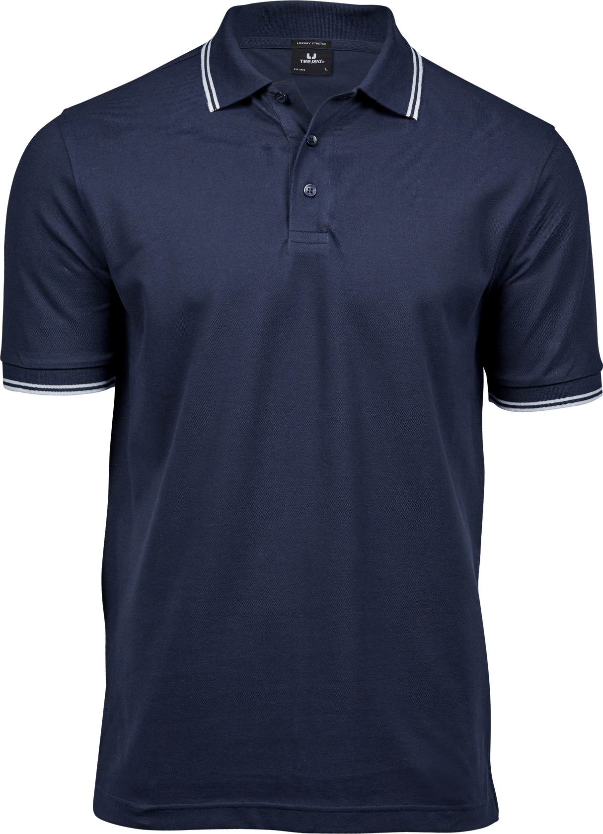 Luxury Stripe Stretch Polo, Navy/Hvid, Herre, Teejays - Style 1407