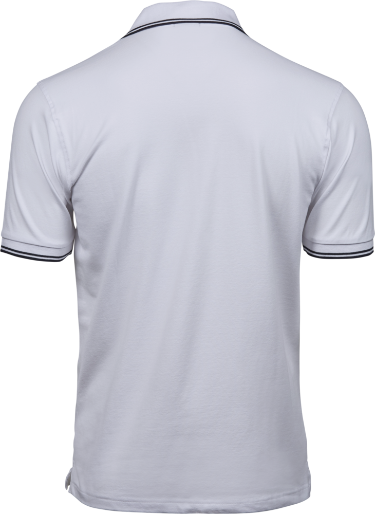 Luxury Stripe Stretch Polo, Hvid/Navy, Herre, Teejays - Style 1407
