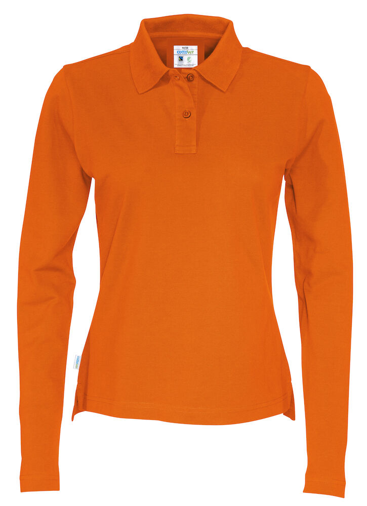 Pique Langærmet Polo, Orange - Dame - Cottover 141017
