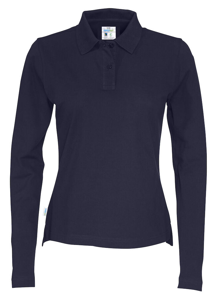 Pique Langærmet Polo, Navy - Dame - Cottover 141017