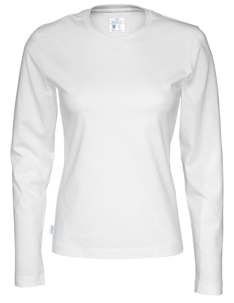 Langærmet T-shirt, Hvid - Dame - Cottover 141019