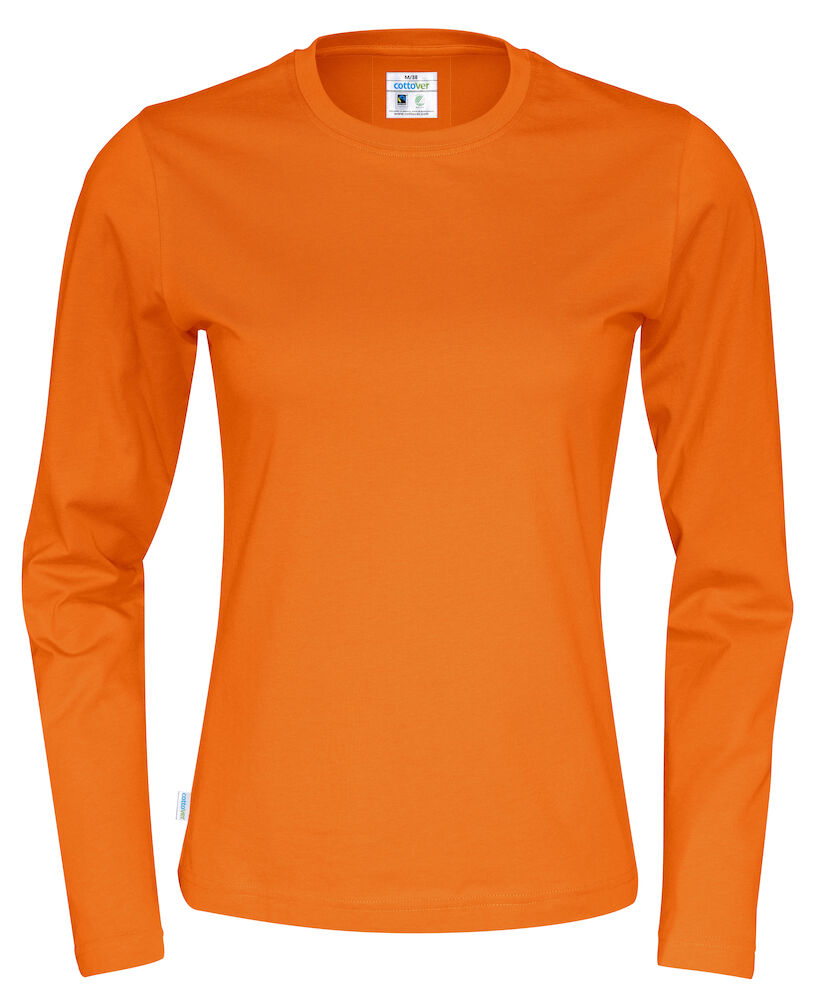 Langærmet T-shirt, Orange - Dame - Cottover 141019