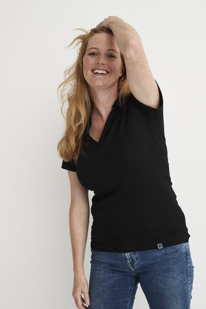 Pique Stretch Polo, Sort - Dame - Cottover 141505