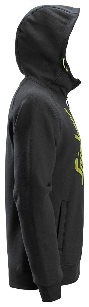 Snickers hættetrøje med lang lynlås, Sort - 2846 - 0400