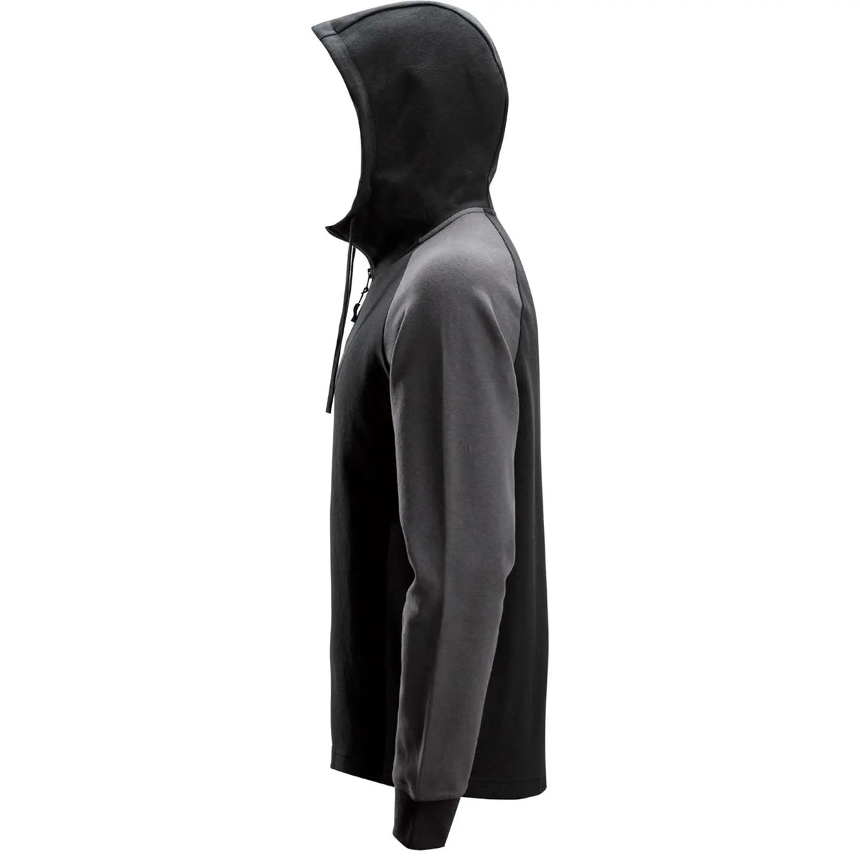 Snickers, Tofarvet hættetrøje med kort lynlås, Sort/Stål grå - 2842 - 0458