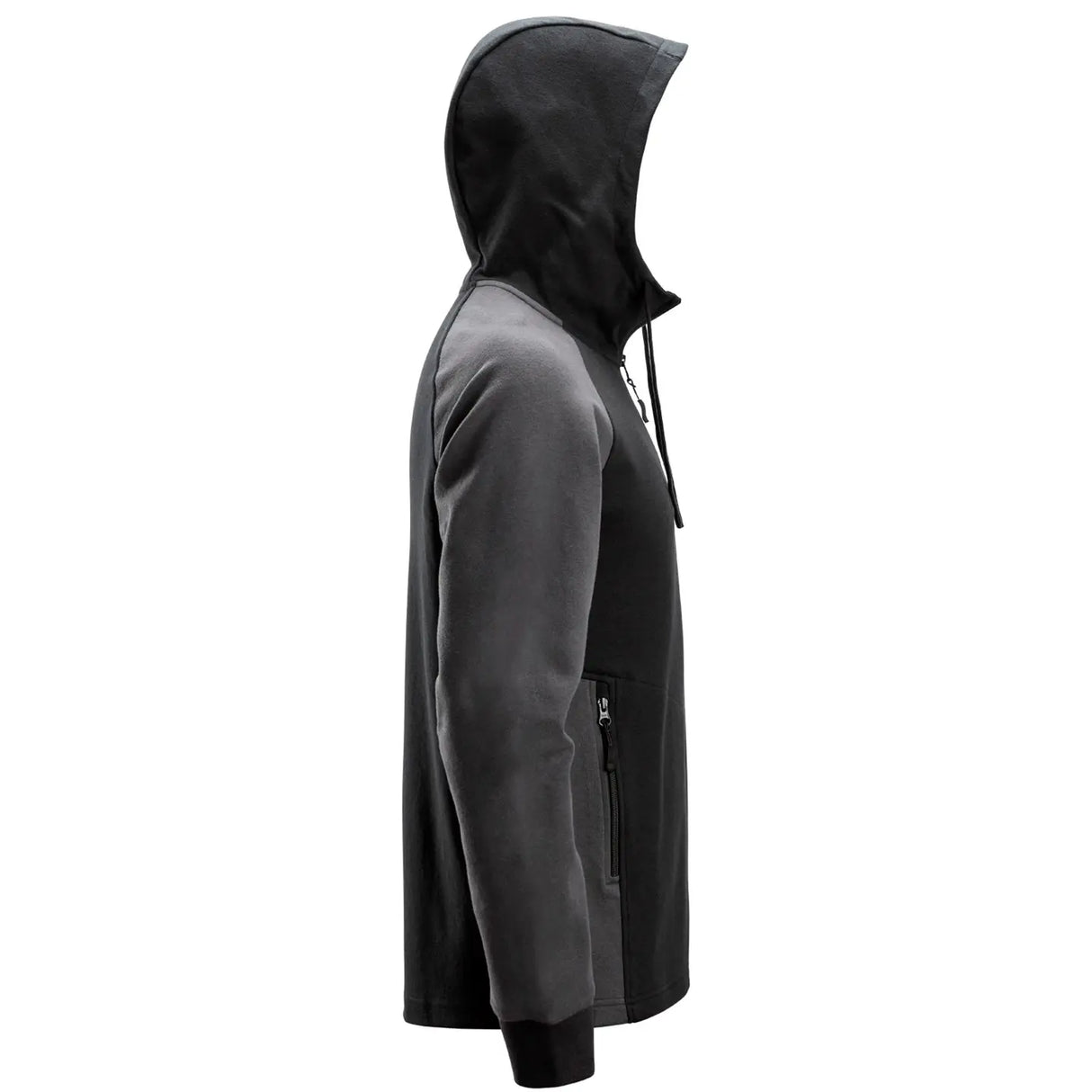 Snickers, Tofarvet hættetrøje med kort lynlås, Sort/Stål grå - 2842 - 0458